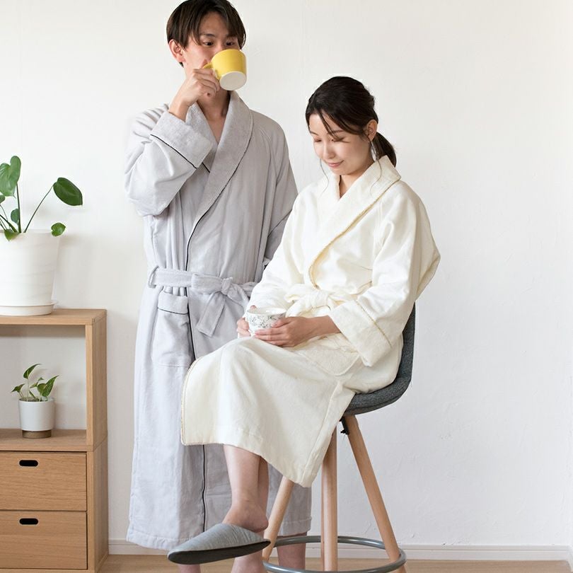 【新品未開封】Towel Shop Broome バスローブ2枚セット 花柄アイボリーM ブラウンL お名前刺繍入り】バスローブ 2Lサイズ Fit-Use 今治 タオル 送料無料